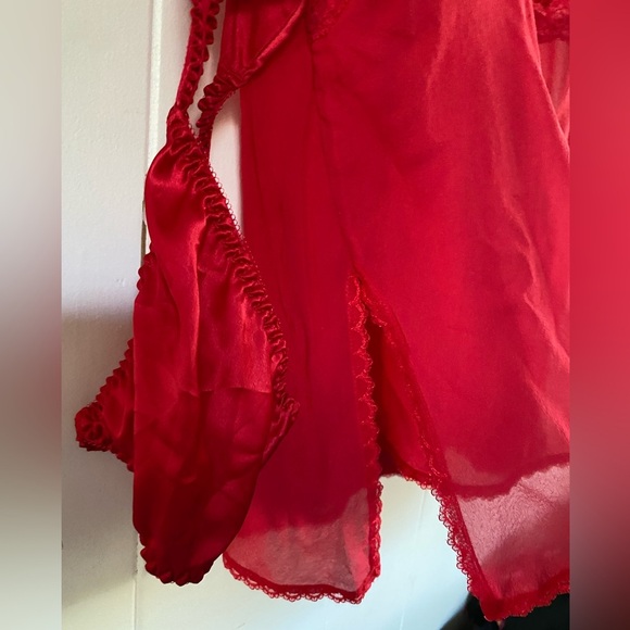 NWT Vintage Y2K Silk Victoria’s Secret Babydoll Pink Tag Sexy Sheer Set Thong - Picture 14 of 16